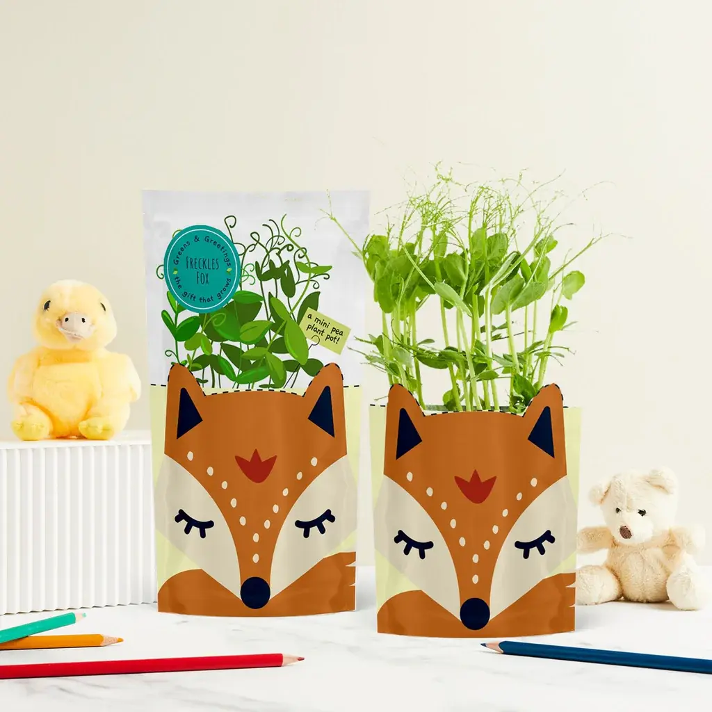 Greens & Greetings: Freckles Fox - Card & Sustainable Microgreen Seed Gift