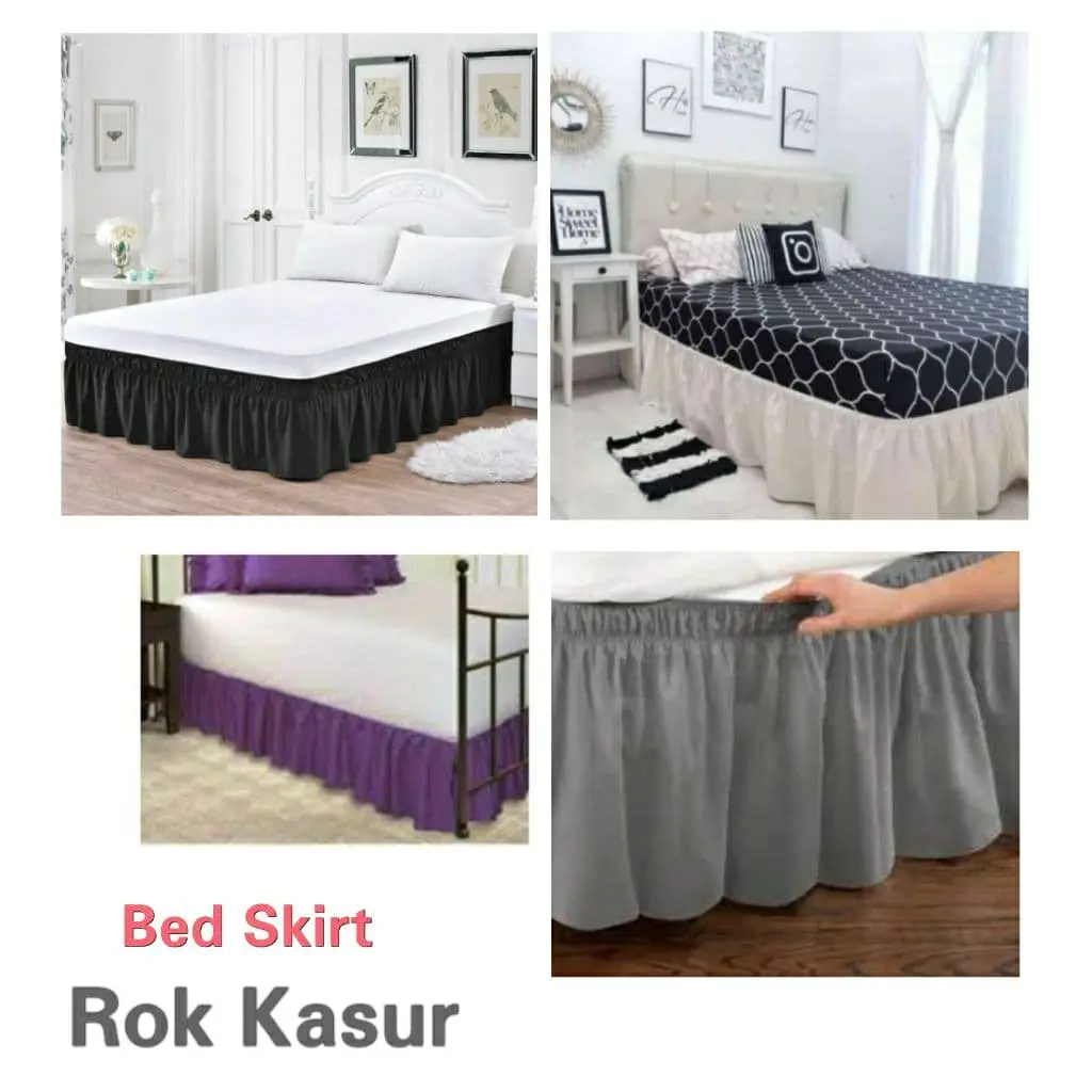 Bed Skirt Rumbai murah Ukuran Single Bed 100x200 Katun - Rok Kolong ranjang - Rok Kasur Rumbai Elastic bedskirt