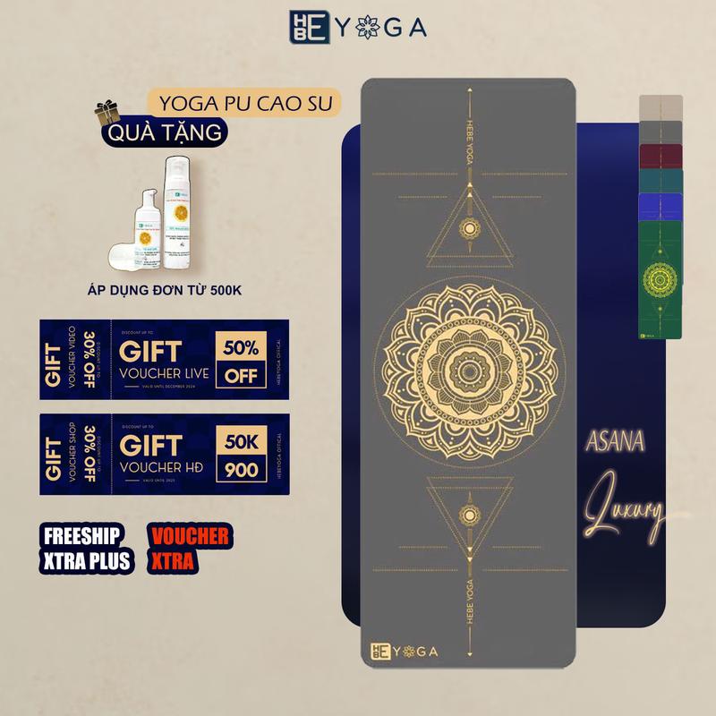 Thảm Tập Yoga, Gym Định Tuyến YOGA HBE Pu Cao Su Bronzing Mạ Vàng Bản Đặc Biệt 5mm Cao Cấp