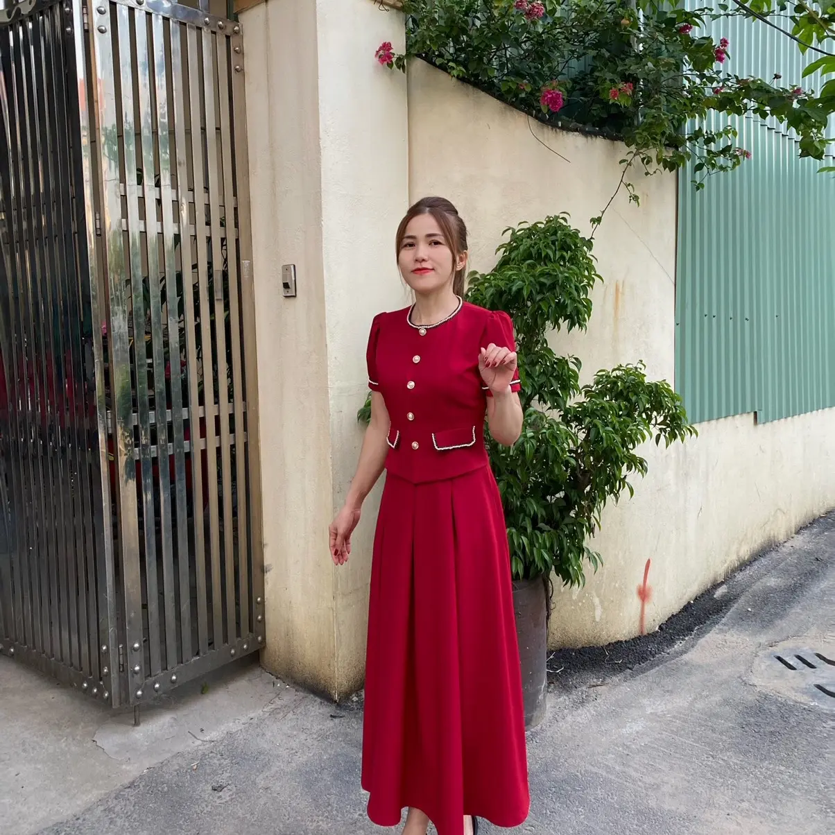 Set Váy Dáng Cổ Tròn Xinh, Sang Trọng Women - Thuỷ Xưởng May