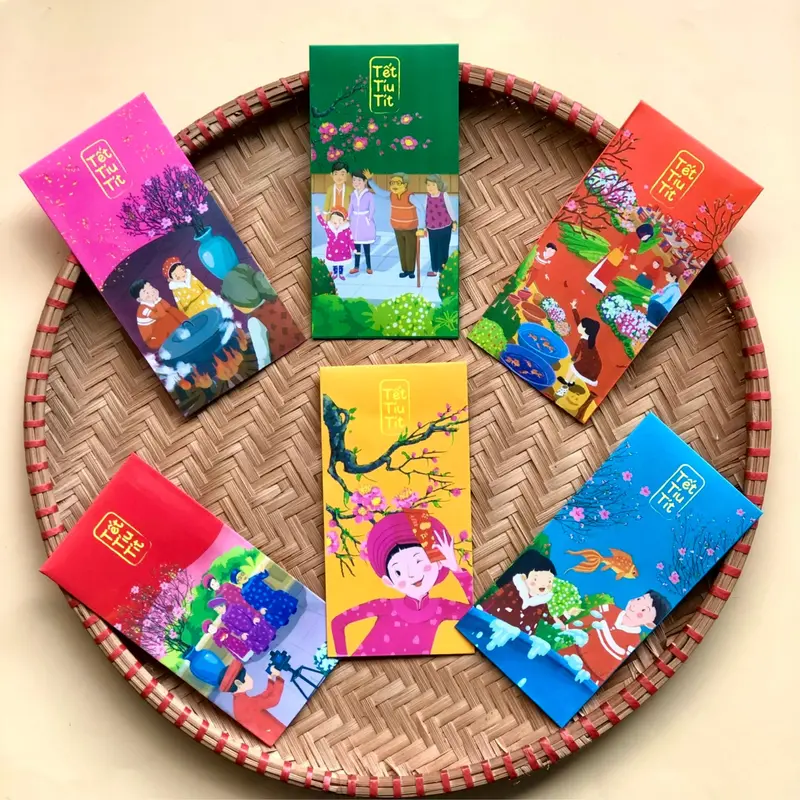 Hộp lì xì gieo quẻ 12 thẻ, lì xì tết truyền thống , tíu tít, tết đong đầy, phát tài phát lộc 2024, thiết kế riêng độc đáo, hình in sắc nét, chất liệu dày dặn - vpp Diệp Lạc (sỉ/lẻ) 6