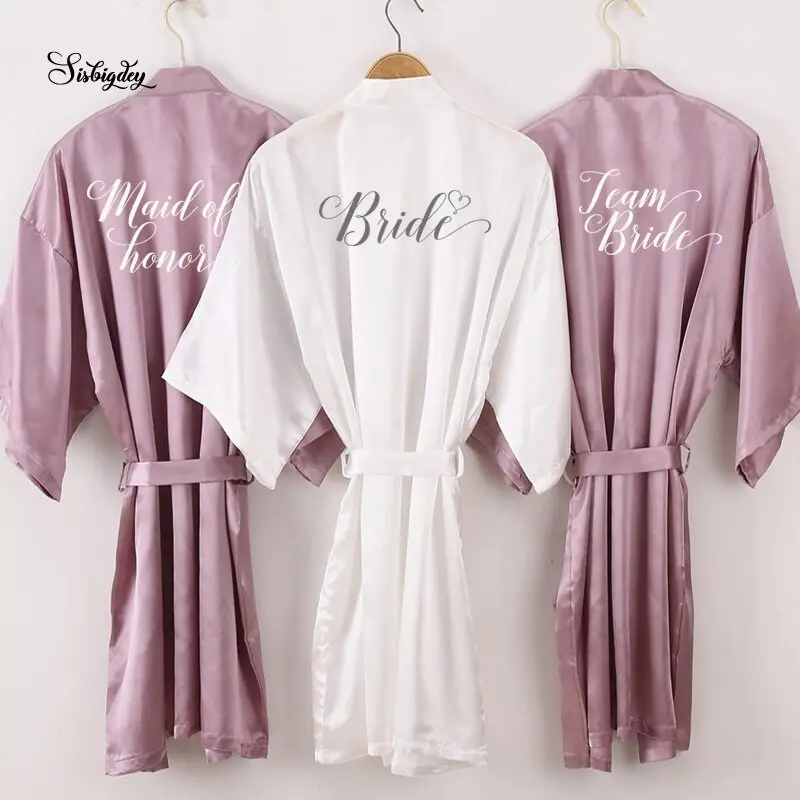 [Xiaoli clothing]new gorgeous mauve bathrobe bride satin robe women getting married bride hen party sisters sqaud mother wedding bridesmaid robes