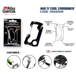 ABU GARCIA Multi Tools Carabiner Karabiner multi-alat yang berspesialisasi dalam fungsi yang diperlukan untuk memancing.