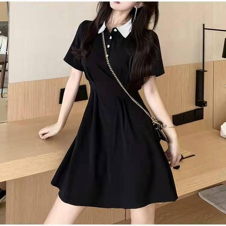Product Introduction of Váy Đen Nhỏ Phong Cách Hepburn, Quần Áo Nữ, Cổ Polo Nhỏ Độc Đáo, Váy Bó Sát Eo, Màu Đen, Hàng Mới Về Cho Mùa Hè 2022, Màu Đen, Phong Cách Nữ 7