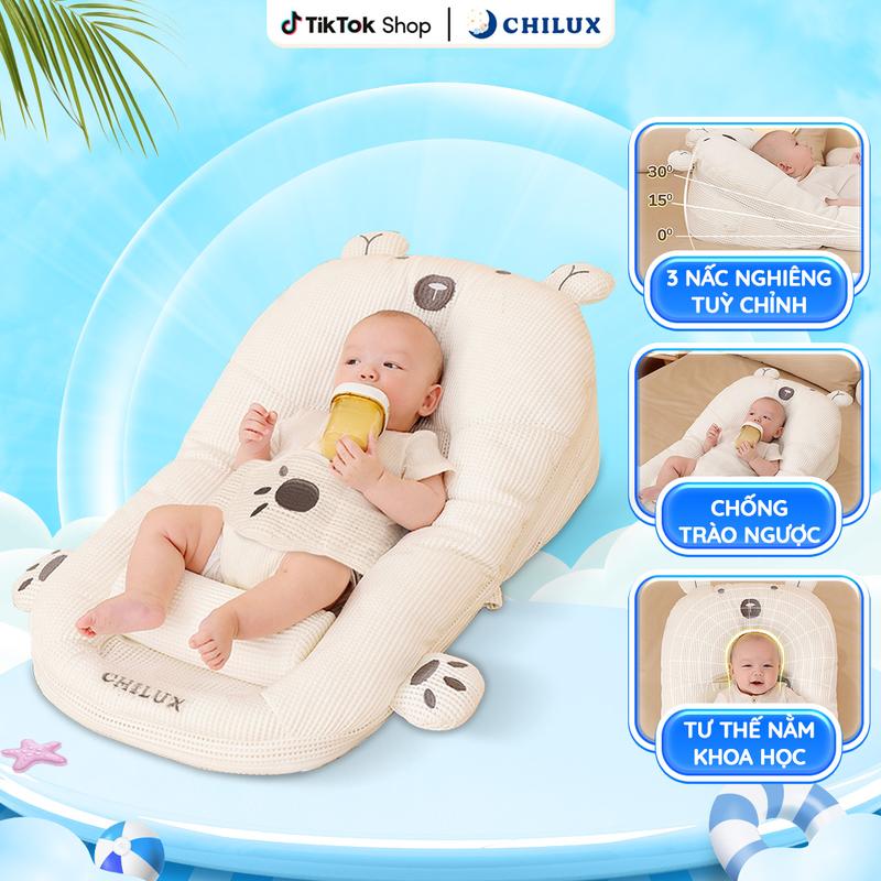  Gối chống trào ngược cho bé gấu trắng Chilux - Thiết kế đa năng chống nôn gối định hình 