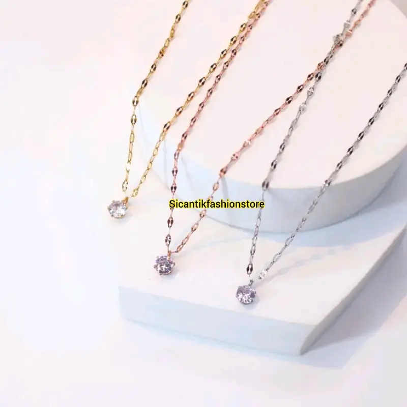 KALUNG TITANIUM WANITA PECAH KOPI LIONTIN MATA SATU ASLI TITANIUM TRENDING ANTI KARAT SELAMANYA KALUNG TITANIUM FASHION STYLE WANITA KOREA Harian Perempuan Ulang tahun Sukses Pria Wanita 5