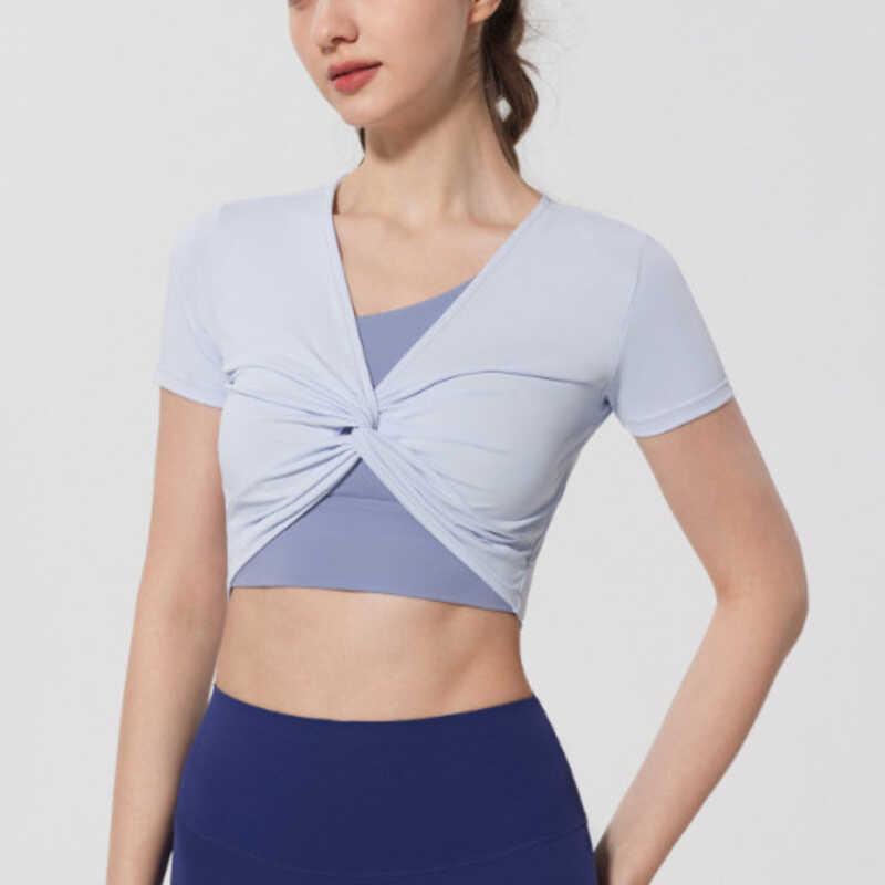 Áo Crop Top Thể Thao Yoga, Thiết Kế Xoắn, Nhanh Khô, Thích Hợp Khiêu Vũ Và Pilates, Mặc Nam Sport Thun Đồng 4