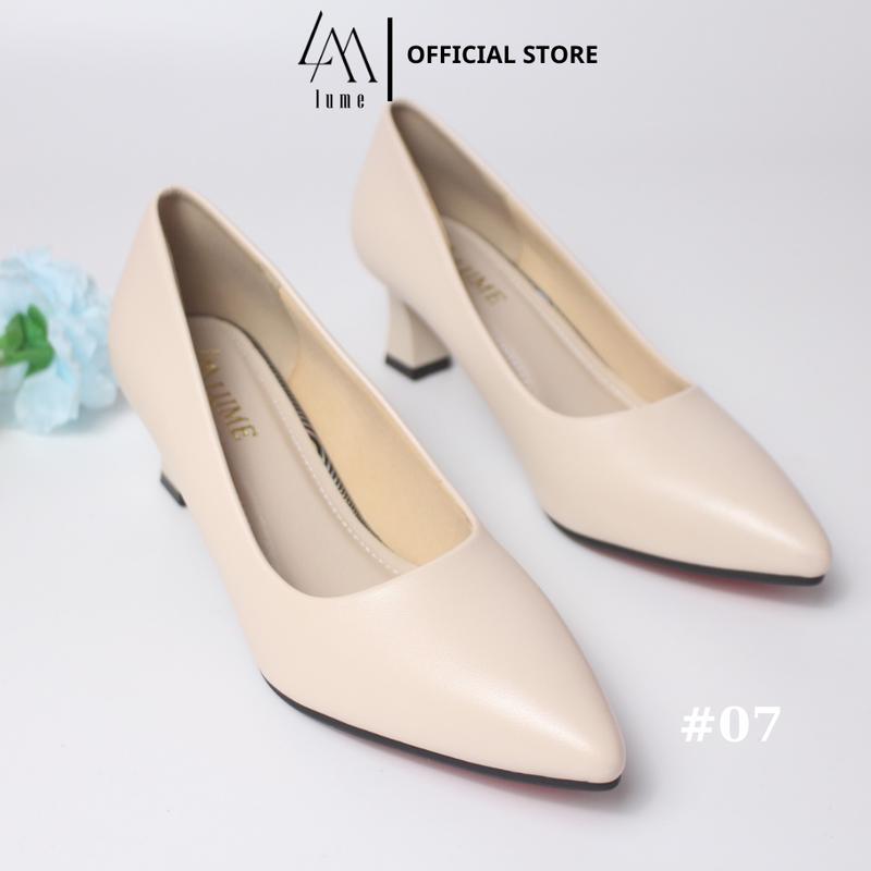 Product Introduction of Giày cao gót nữ mũi NHỌN 2 màu kem và đen Lume 07 da PU cao cấp, đế cao su non chống trơn trượt, đế cao 5cm - 7cm_GiàY DéP Shoes Women 4