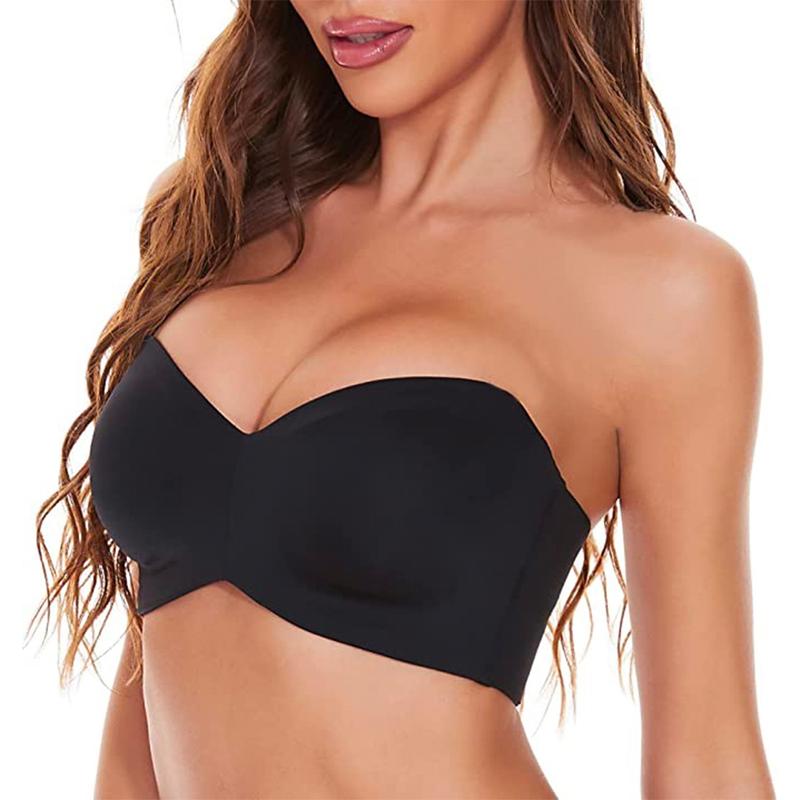 Full Support Non-Slip Convertible Bandeau Bra Strapless Push Up Large Size Seamless Bra Underwire Convertible Smoothing Unpadded 1
