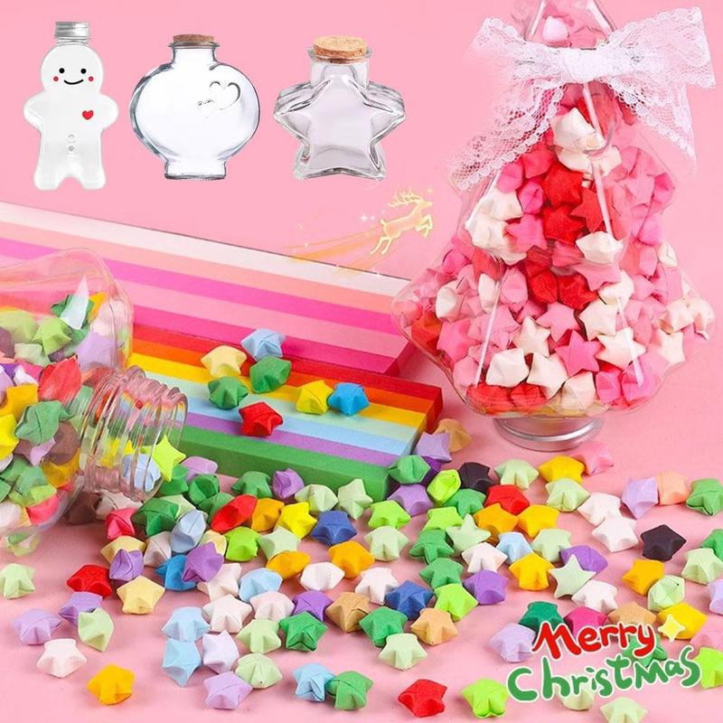Product Introduction of Mini Star Wishing Bottle Creative Origami Star Plastic Bottle Transparent DIY Craft Plastic Jar Five-pointed Star Glass Storage Bottle 12