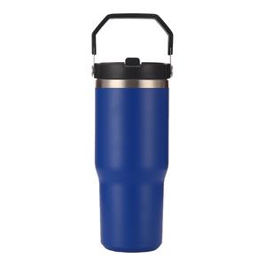 Cawan Kereta Api Mudah Alih Vakum Dua Lapisan, Kapasiti 30oz, dengan Straw, Cawan Bir, Diperbuat daripada Keluli Tahan Karat 316, Cawan Bertetulang, Sesuai untuk Perdagangan Luar Negeri Kitchenware Heater tumbler  stitch  combo