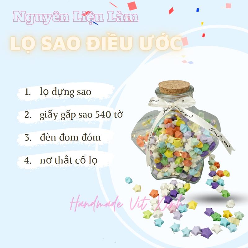 Lọ Đựng Ngôi Sao Điều Ước - Set Nguyên Liệu Và Lọ Đựng Sao Giấy Diy charm  mini