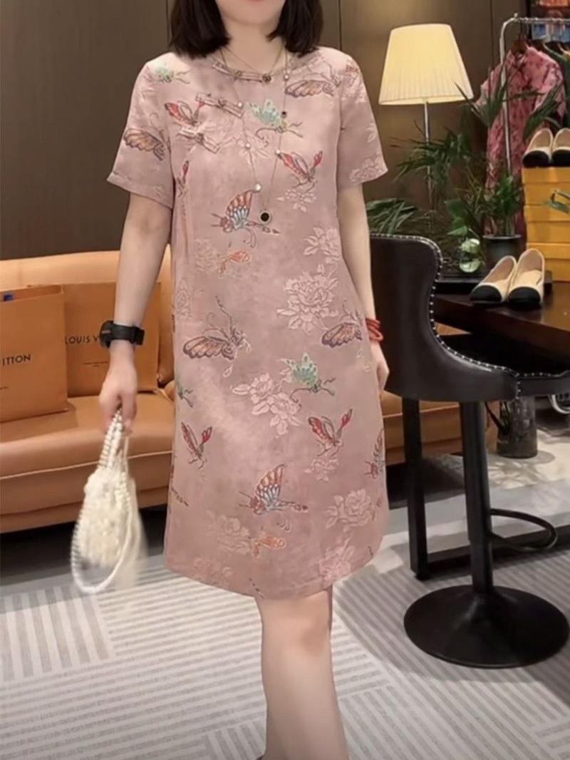 Product Introduction of T71483# Dress For Women Vintage Age-reducing Loose Dress Women Cheongsam Elegant Summer New Arrival Flower Printing Womens Dresses 0