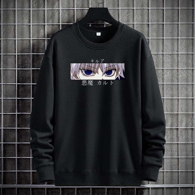 Sweater Oversize Crewneck Anime NVX02 Basic Pria/Wanita/Remaja/Dewasa Cowok Cewek Black Sweater 0