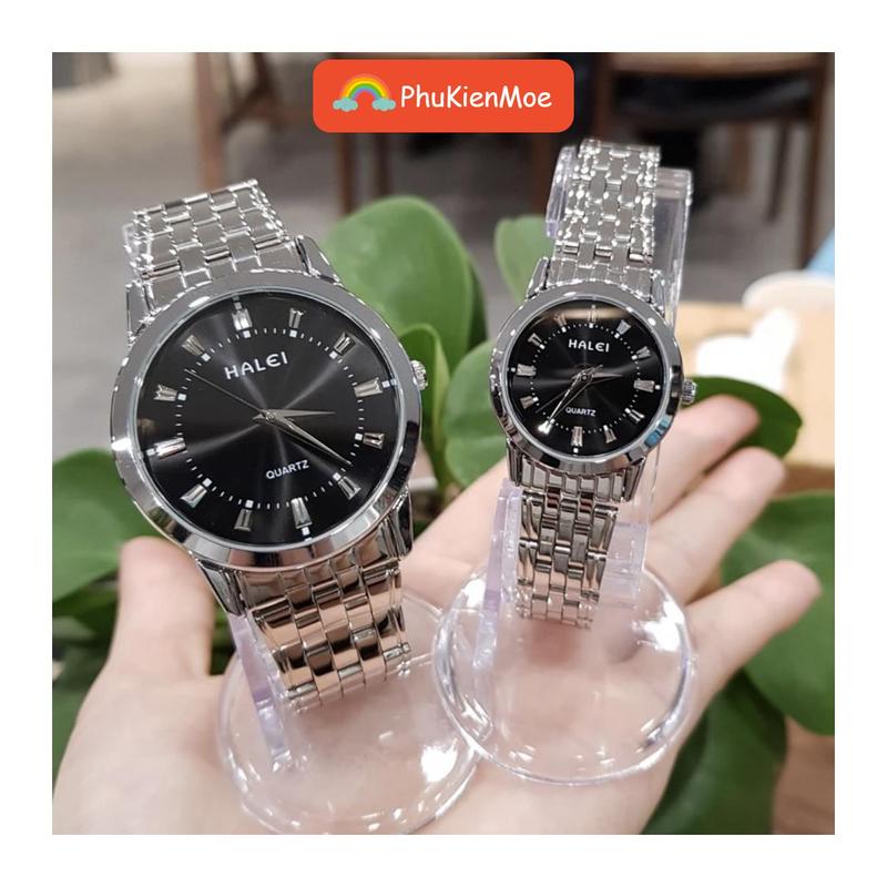 Đồng hồ đôi nam nữ Halei dây dép chống gỉ chống nước đeo tay thời trang
