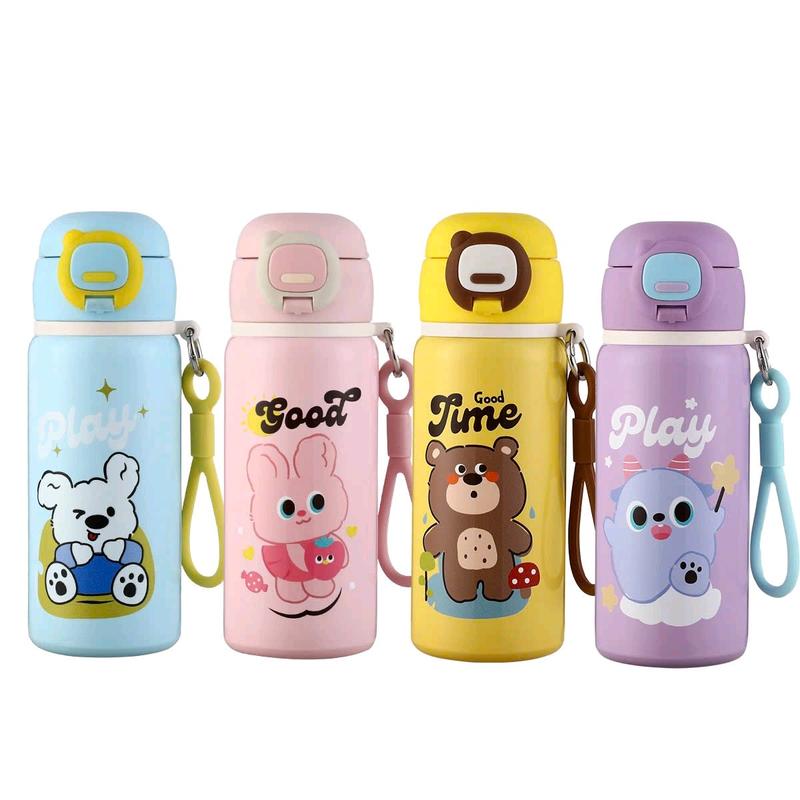 (Tặng túi trong) Bình giữ nhiệt học sinh 500ml mẫu mới inox 316 có họa tiết ngộ nghĩnh cho bé đi học tiện lợi