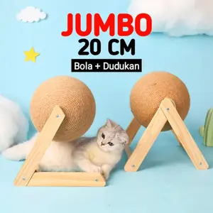 JUMBO.. Bola Berputar Mainan Garukan Cakaran Kucing Scratcher Ball + Dudukan