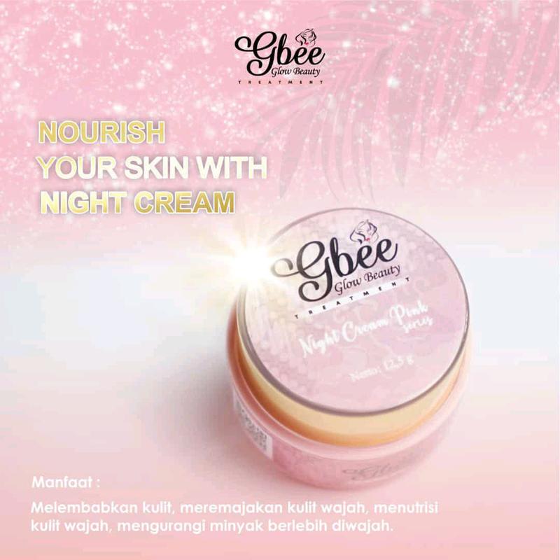 Promo Night Cream Pink Gbee Glow Beauty Skincare Perawatan Kulit Wajah 2