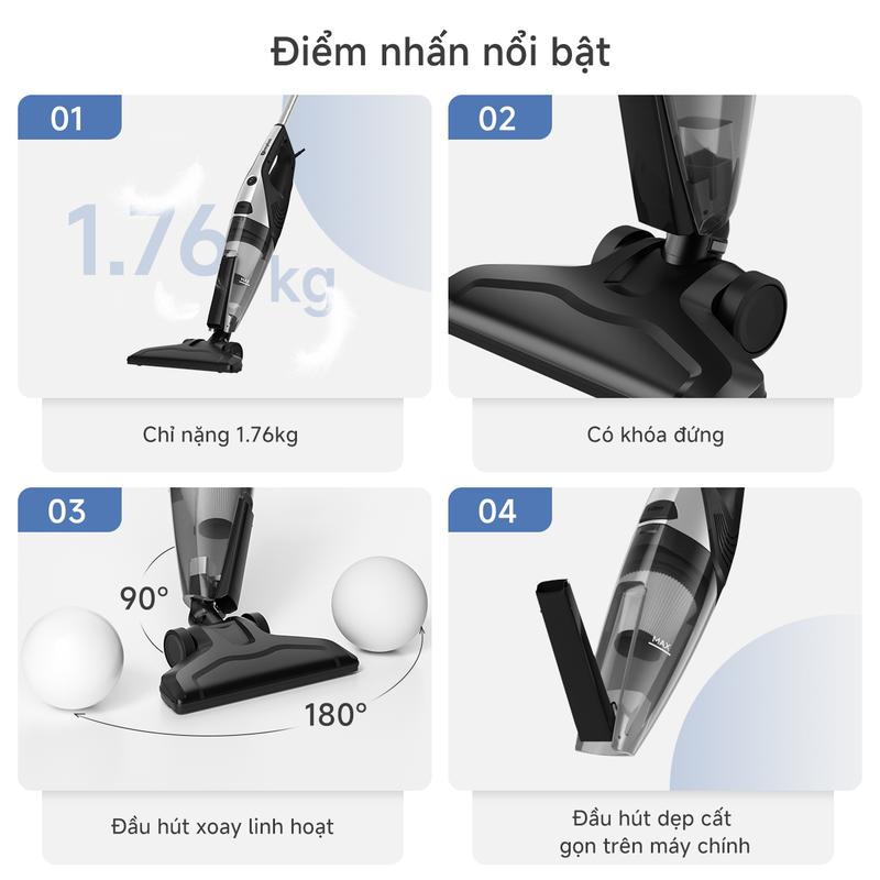 Product Introduction of FS Máy hút bụi gia đình Simplus XCQH014, lực hút mạnh 18000pa, 3 đầu hút thay thế, dây dài 4.5M Làm Sạch Dễ Dàng Bảo hành 1 năm chỉ đổi không sửa 10