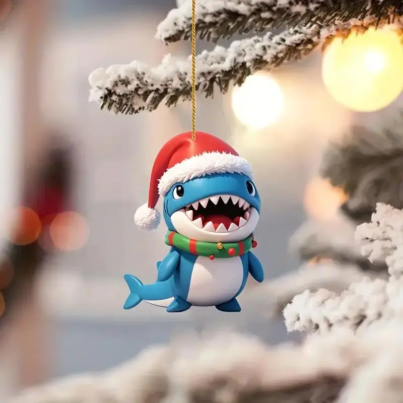 Cute Shark Design Car Rearview Mirror Hanging Ornament, 1 Count Acrylic Car Interior Decoration Pendant, Car Rearview Mirror Decorative Accessories