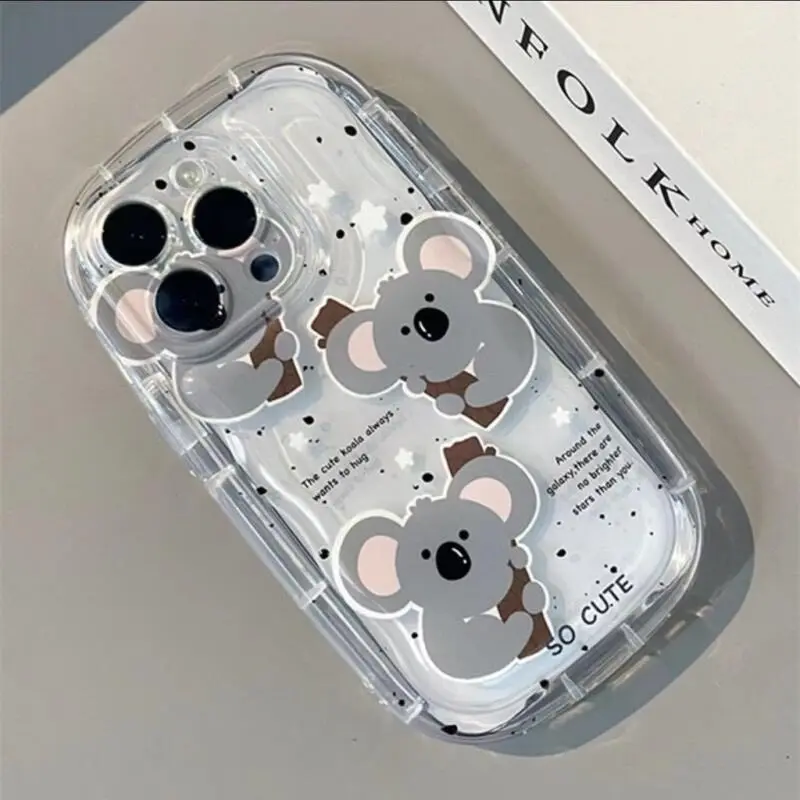 {UUETR}   Ốp Điện Thoại Trong Suốt Hình Gấu Xám Cho 7 8 plus xs max xr 11 12 13 14 15 pro max 14 15 plus