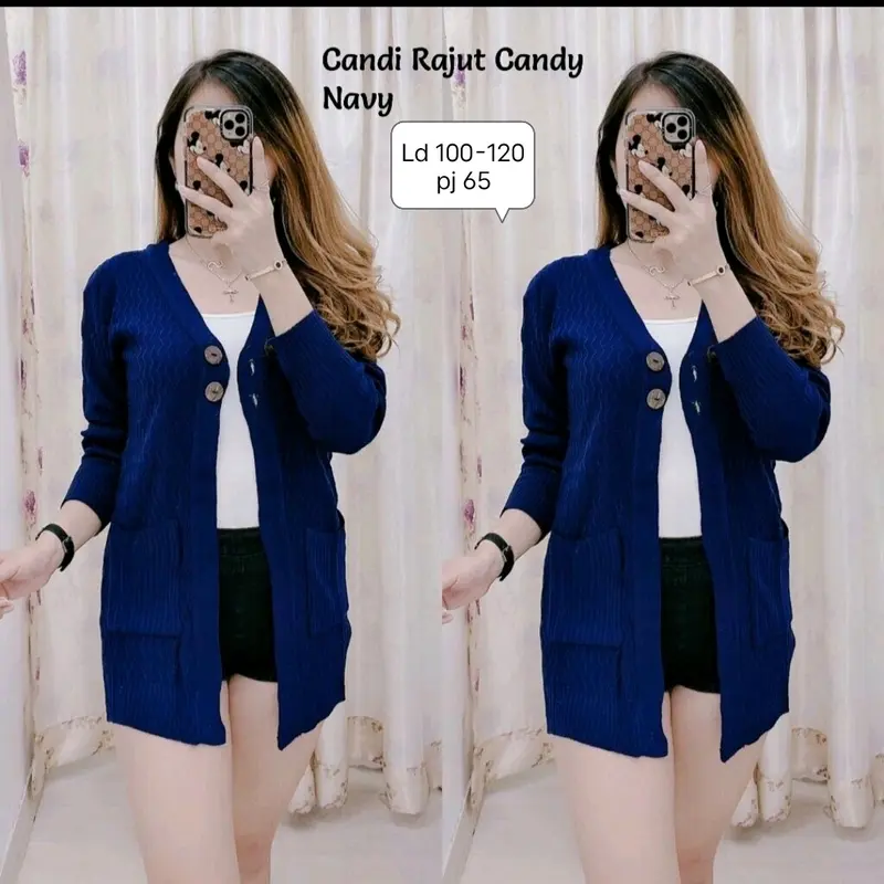outer Rajut cardy Candy Kancing 1