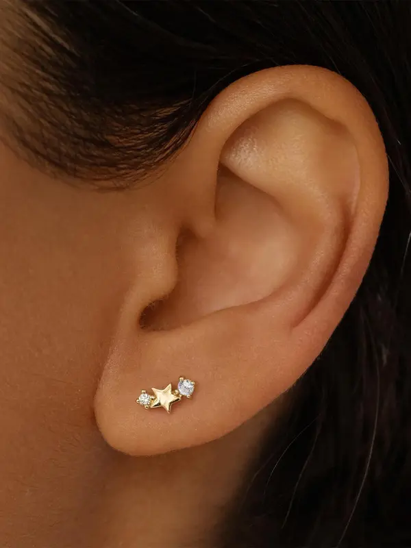 925 Sterling Silver Star Decor Cartilage Stud Earrings, Fashionable Earrings for Women & Girls, Trendy All-match & Exquisite Jewelry for Birthday Gift 7