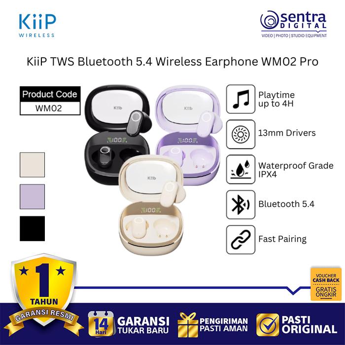Gambar KiiP WM02 Pro TWS Earphones Bluetooth 5.4 Stable Connection Gaming Mode Long Battery Life Touch Control dari Sentra Digital Kota Surabaya Tokopedia