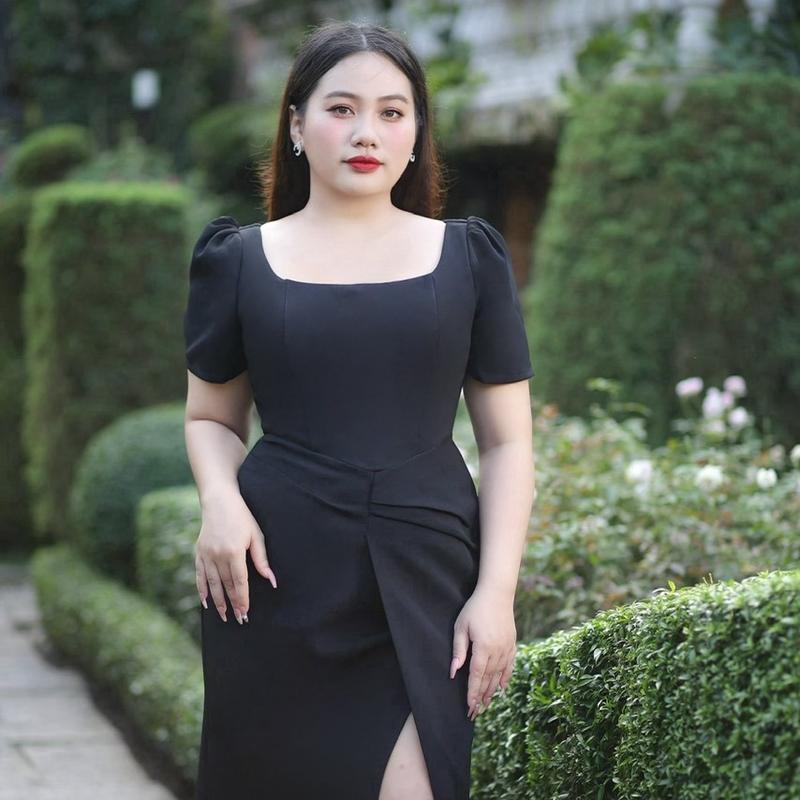 ĐẦM CỔ VUÔNG TUYẾT MƯA XẾP EO BIGSIZE 50-90KG Nữ Women Dress Đỏ