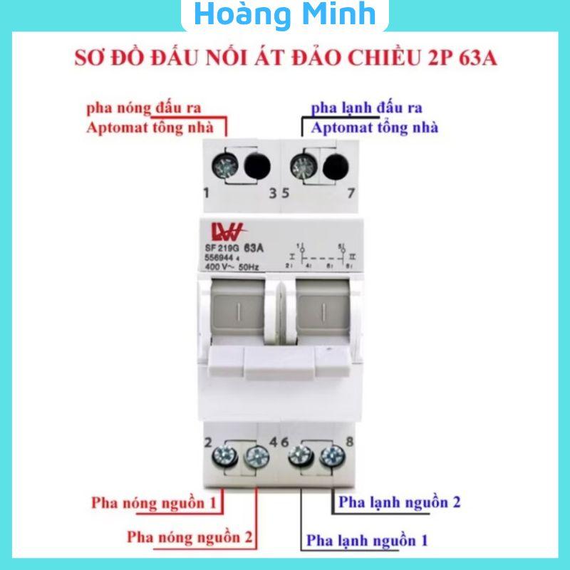  Át chuyển đổi 2 nguồn điện 63A 12Kw Cầu dao đảo chiều dạng Aptomat dùng cho nhà có 2 nguồn điện 