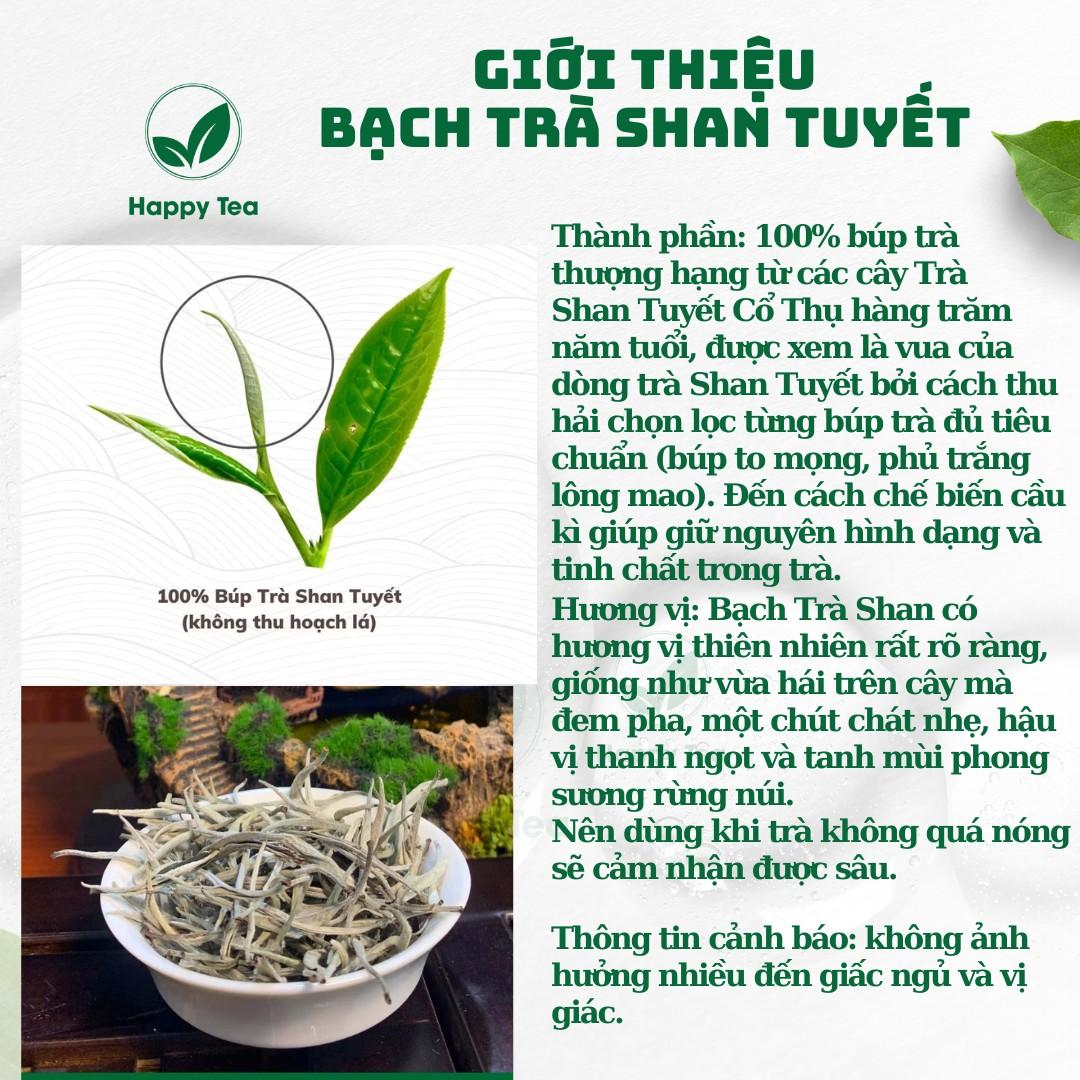 Bạch Trà Shan Tuyết Cổ Thụ 100g Happy Tea: Hương Vị Tinh Khiết, Cao Cấp Từ Hà Giang