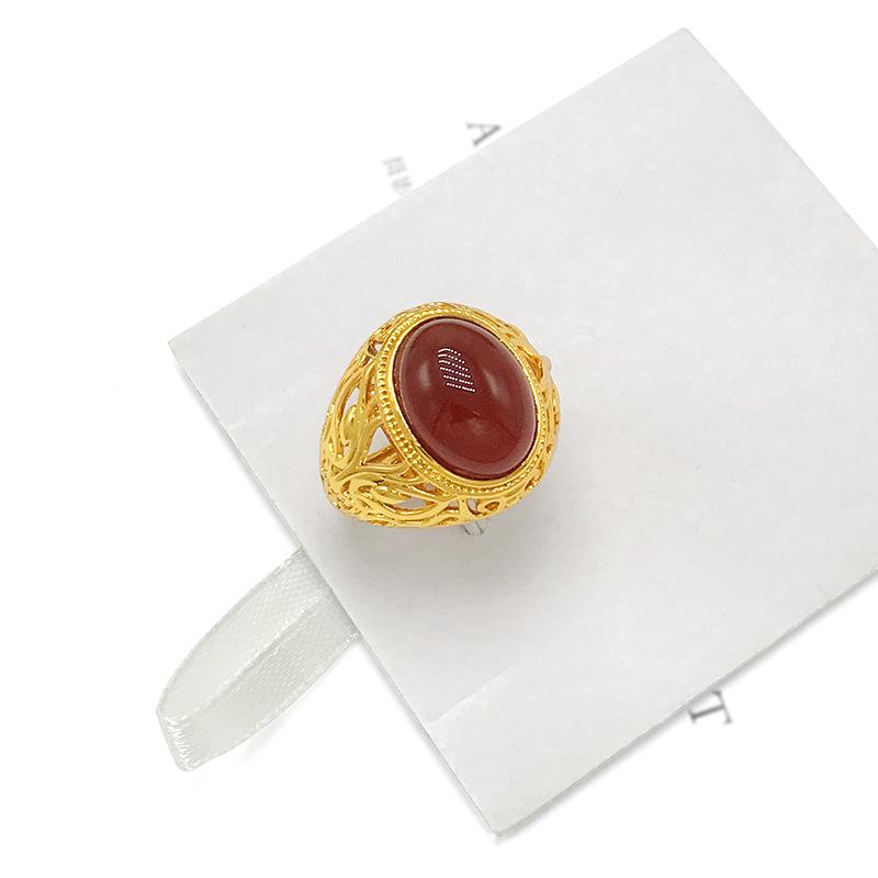 Product Introduction of Vietnam Placer Gold Ring Men's Fufa Fortune Dragon Word Live Mouth Ring Gold Plated Gilded Female Gem Mahjong Couple's Ring 13