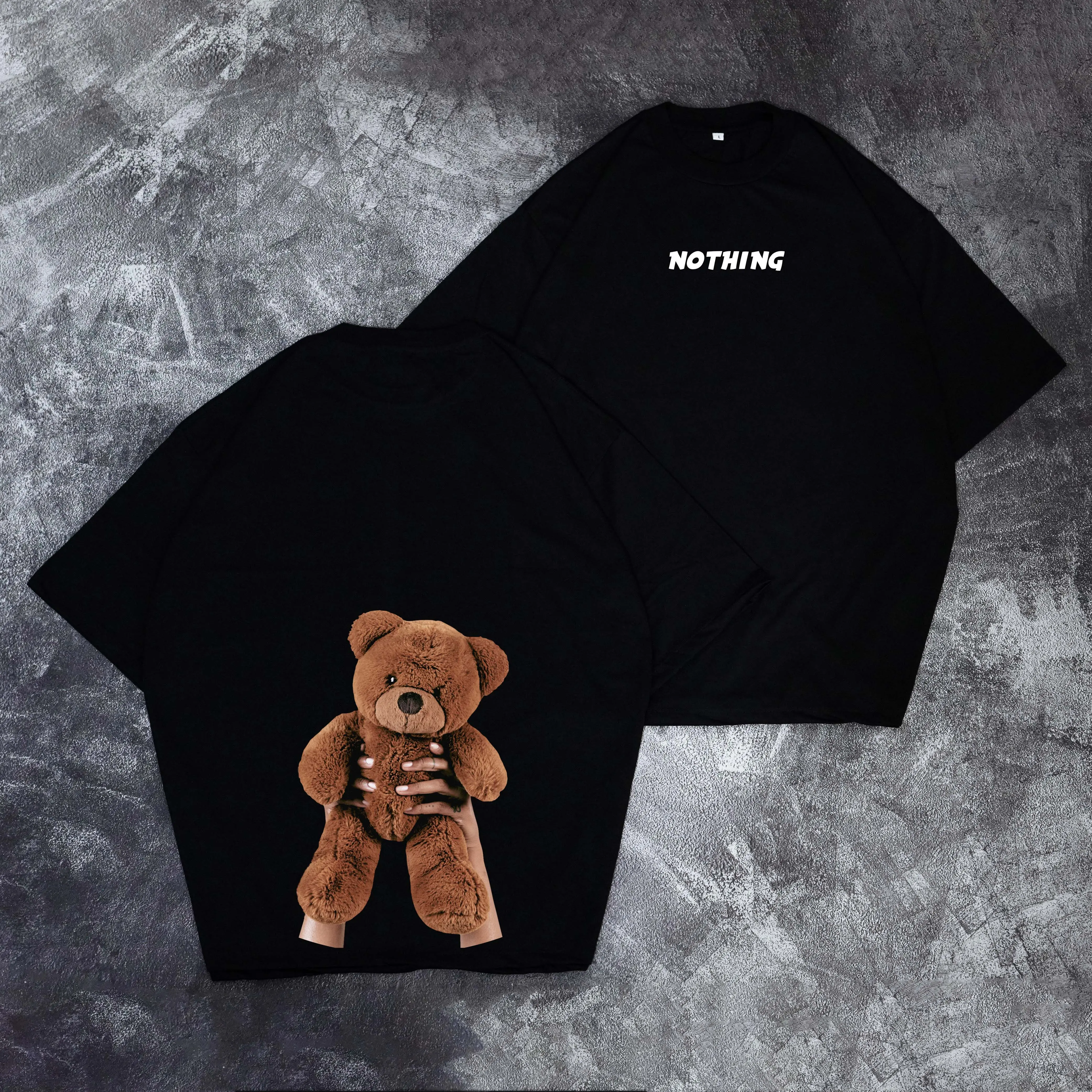 KAOS BAJU TSHIRT OVERSIZE BEAR NOTHING / LENGAN PENDEK ATASAN WANITA PRIA COMBED 24S