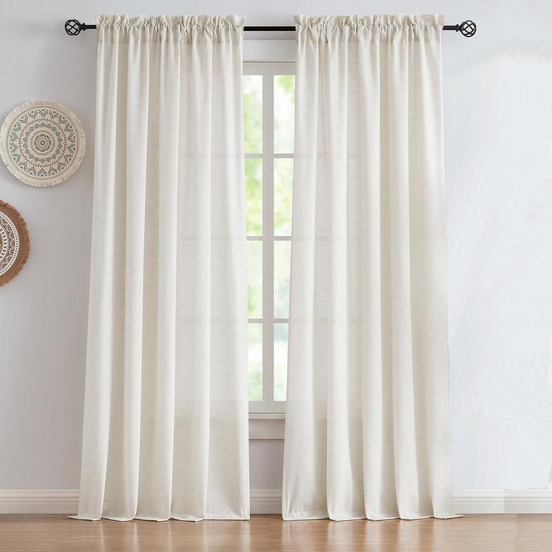 Solid Color Curtain, 2 Counts Minimalist Curtain Set for Room Decor, Dust-proof Window Curtain, Window Drapes for Home Living Room Bedroom, Home Decor 3