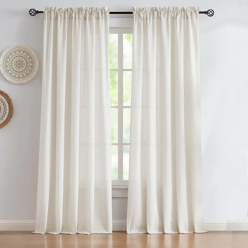 Solid Color Curtain, 2 Counts Minimalist Curtain Set for Room Decor, Dust-proof Window Curtain, Window Drapes for Home Living Room Bedroom, Home Decor 3
