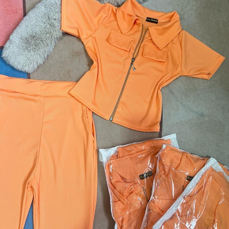 Sét bộ Nữ thun tăm lạnh co giãn dày dặn, Áo túi nắp crop top cổ trụ khoá kéo , quần lưng siêu cao có túi Women 8
