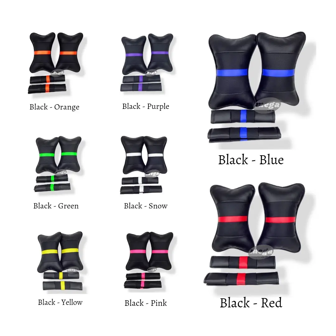 Bantal leher mobil motif sporty 2 pcs + 2 Pcs cover seat belt