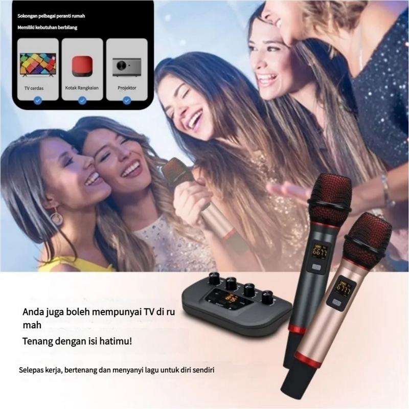 Product Introduction of High-Quality Sound Card, Dual Microphone, Suitable for Home and Car Karaoke, Wireless Microphone, Bluetooth Speaker, Microphone Set, Dual Car and Home Use, Singing and Speaker 20