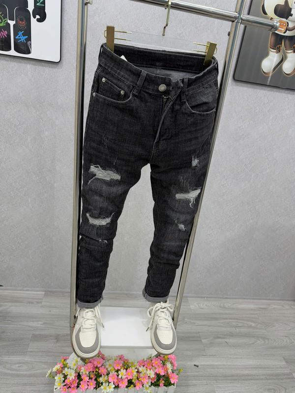 Quần Jean Dài Nam Mã R3346 Form Slimfit Màu Xám Đậm Wash Bạc Phối Rách Thời Trang - Menswer Pants Denim 2