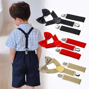 Paket Suspender Dan Dasi Kupu-Kupu Anak Setelan Bretel + Bowtie Pria Wanita