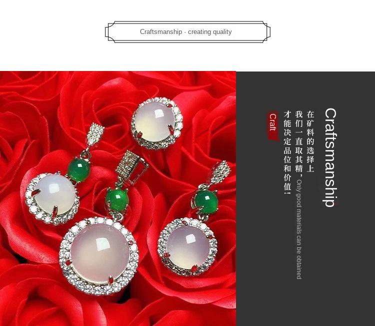 Product Introduction of Elegant Fashion Natural zircon Stud Earrings Ring Pendant Necklace Fashion accessories Set High Ice Perfect zircon Three-Piece Set Anniversary Auspicious Birthday 31