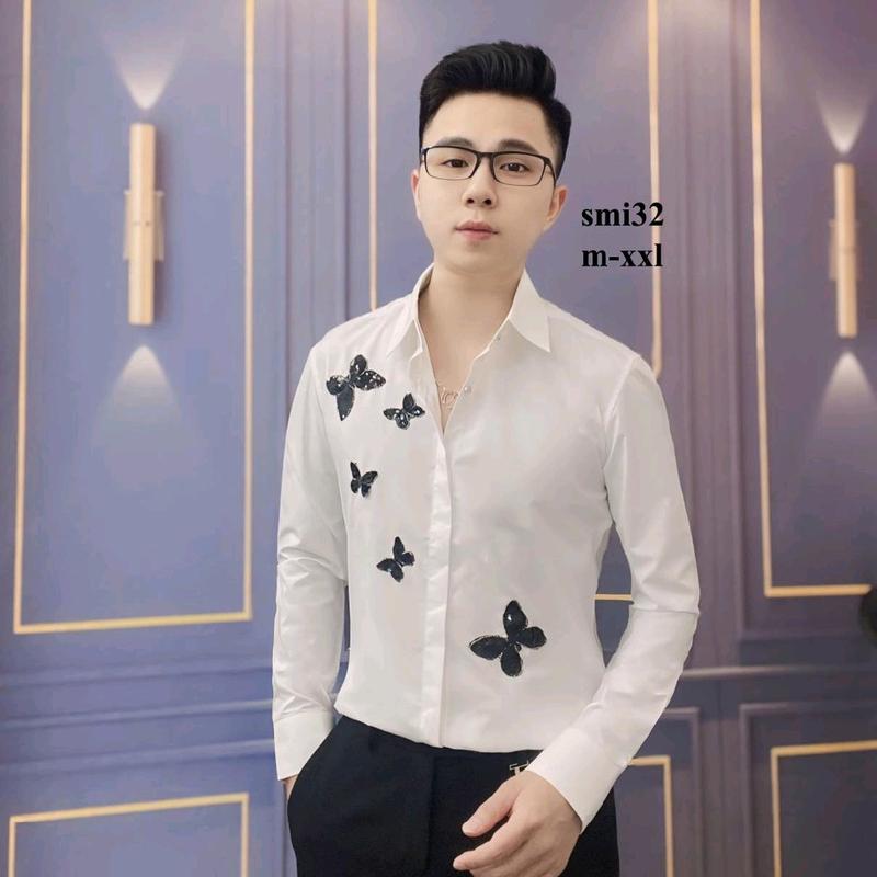 Áo sơ mi thiết kế kim sa hồ điệp