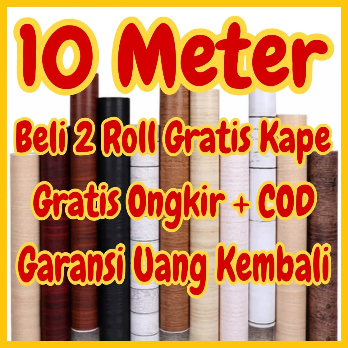 Wallpaper Dinding 10 m 10 meter 45 cm x 10 m MOTIF BAMBU HIJAU KAYU JATI MUDA TUA HITAM PUTIH BIRU RUSTIC