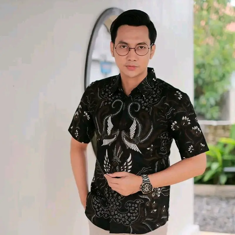 LAKUNA BATIK Baju batik pria dewasa modern baju batik cowok lengan pendek bahan Katun Nyaman Hem 8