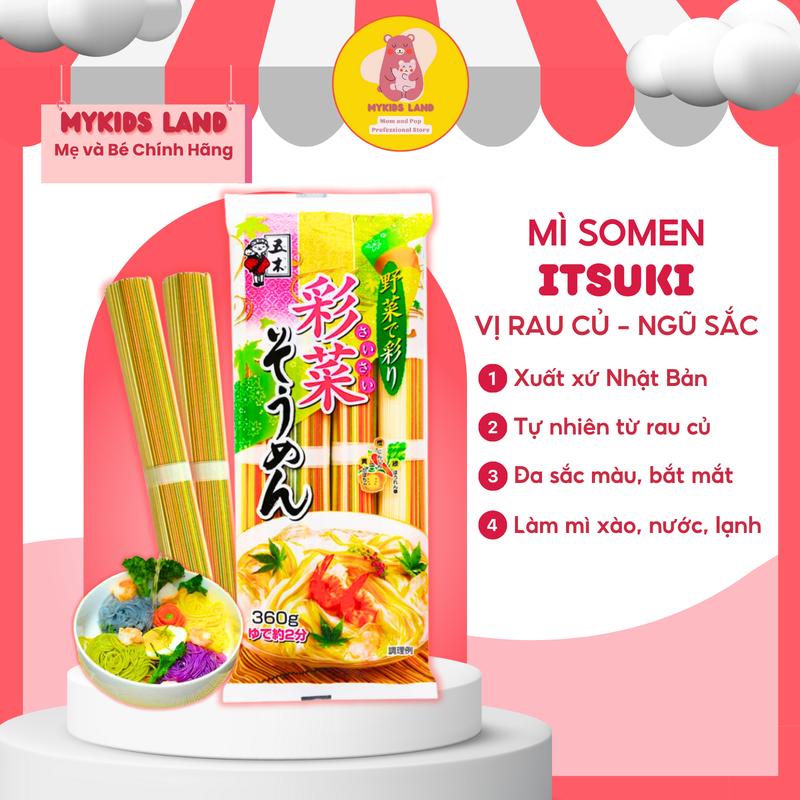 Mì Lạnh Somen vị rau củ ITSUKI Ngũ sắc Nội địa Nhật Bản Cho Bé Ăn Dặm 320g