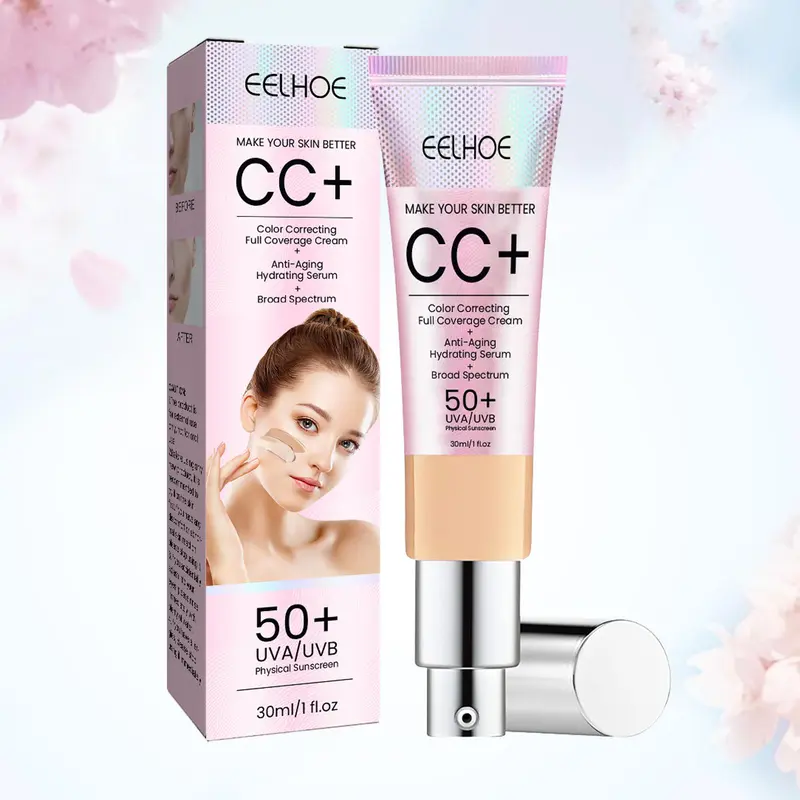 CC Cream, Moisturizing Concealer Cream, Full Coverage Flawless Makeup Cream, Makeup Product for Women & Girls, Cosmetic 2