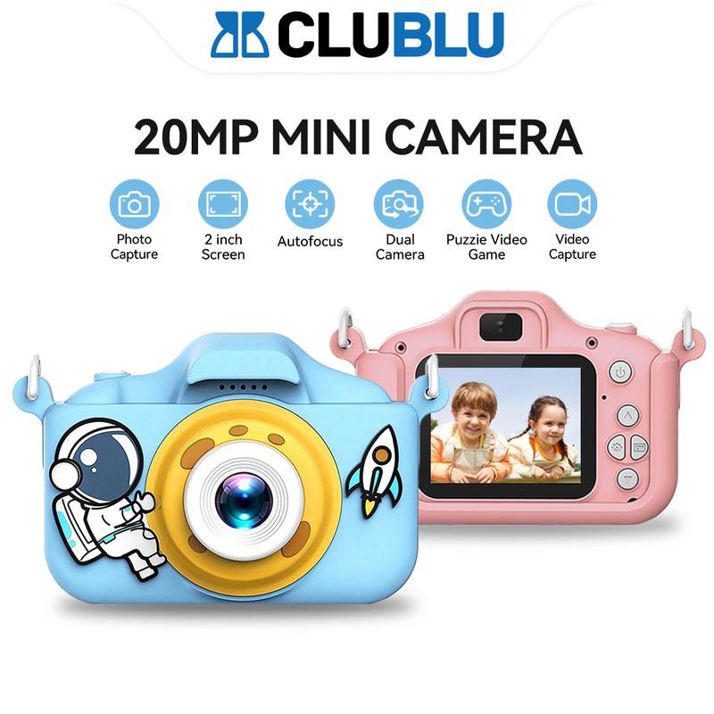  -CLUBLU- Máy Ảnh Kỹ Thuật Số Mini HD Cute Phi Hành Gia 20 Triệu Pixel 1920P Đồ Chơi Cho Bé Hể Sạc Lại Chống Sốc Cao Cấp Camera 
