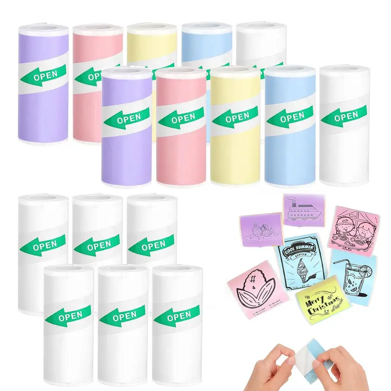 Thermal Printer Paper, 8 Counts/16pcs Self Adhesive Thermal Printer Paper, Portable Label Sticker for Photo, Diary, Memo, Office Stationery & Supplies 0