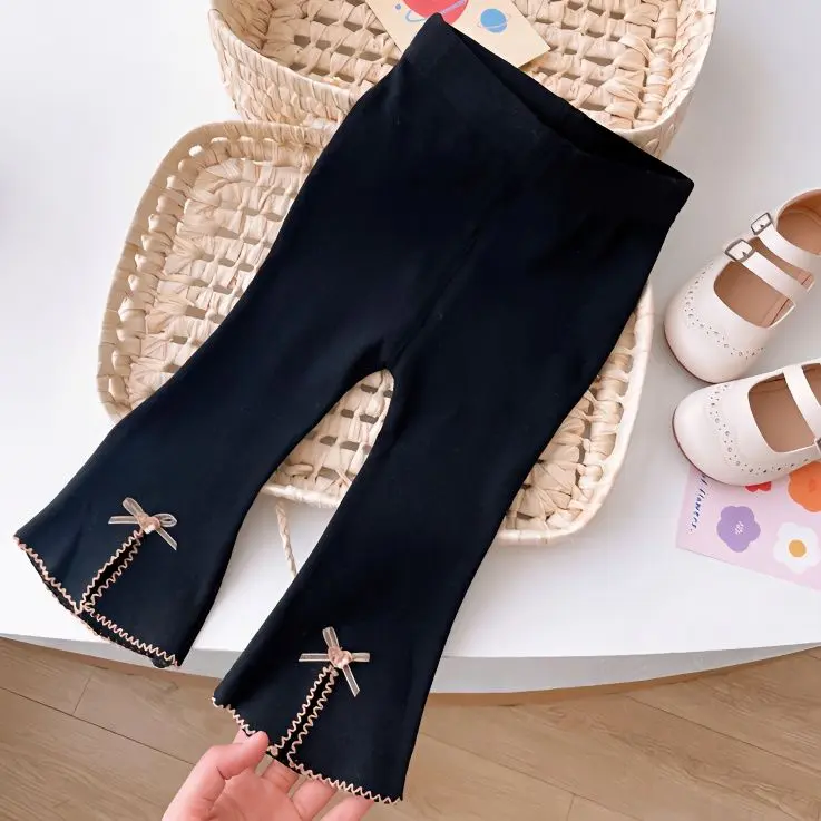 Quần ống loe cho bé gái, dễ phối đồ, thích hợp cho mùa xuân và mùa thu, quần legging tua rua, mỏng, có thể mặc ngoài trời, quần co giãn cho trẻ em 0