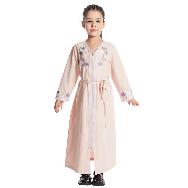 Product Introduction of Girls Kids Abaya Dress Clothing,Floral Printed Gown Children Robe 11